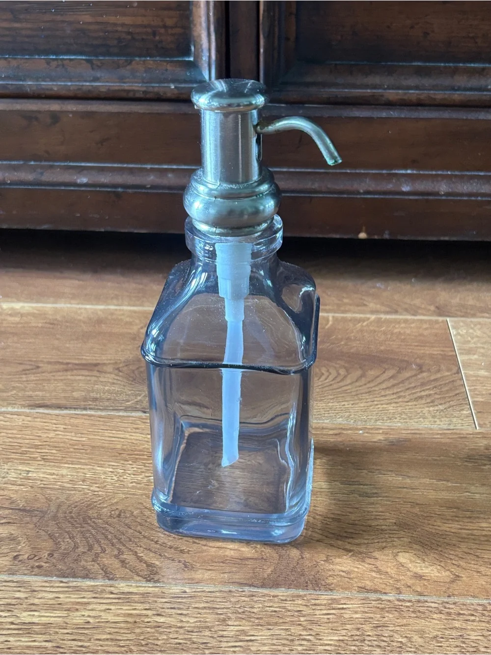 Clear Glass Soap Dispenser with Silver Pump